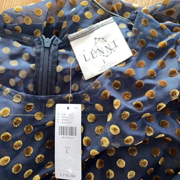 NWT Anthropologie Black and Gold Polka Dot Dress - Picture 3 of 3